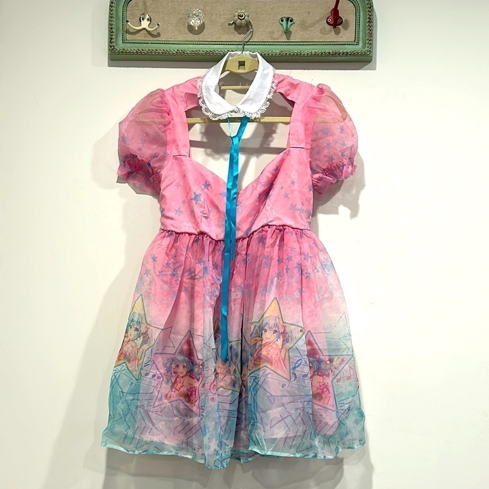 Dolls Kill Hatsune Miku Sound Wave Sweetie Babydoll collar Dress Size Small new